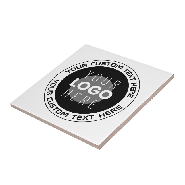 Azulejo Texto circular editable y logotipo reemplazable |  (Lado)