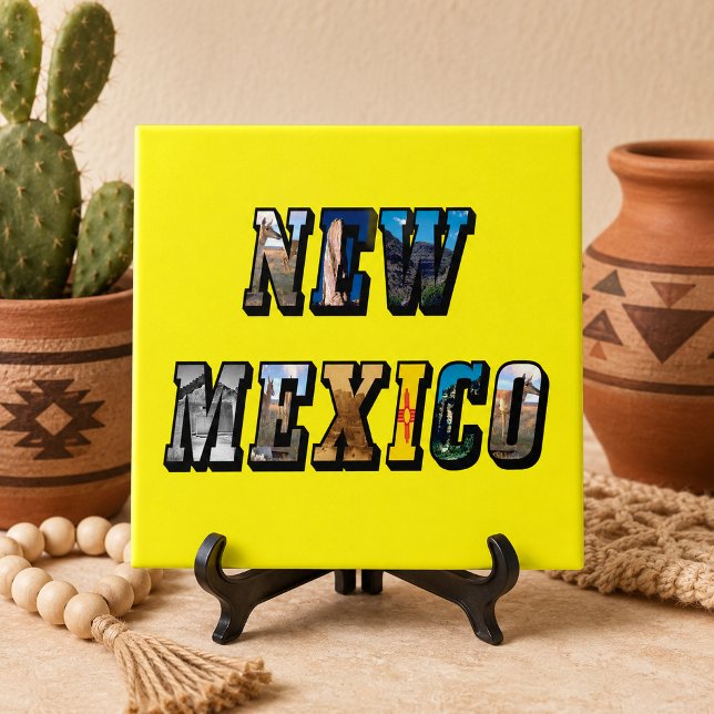Azulejo Texto de imagen de Nuevo México (New Mexico Picture Text Ceramic Tile)