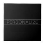 Azulejo Texto de personalizable | Negra y gris oscuro<br><div class="desc">Audaz aspecto contemporáneo.</div>