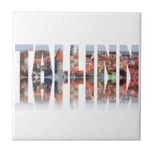 Azulejo Texto de Tallin compuesto por el casco antiguo