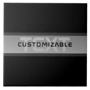 Azulejo Texto en capas personalizable moderno Negro y gr