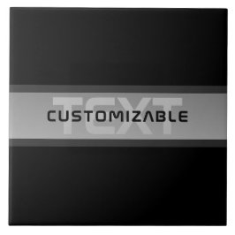 Azulejo Texto moderno con capas de Personalizable | Negro