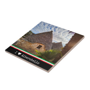 Azulejo texto personalizado, viviendas de trulli en Albero