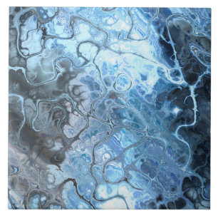 Azulejo Textura abstracta de fluido de hielo mármol azul y