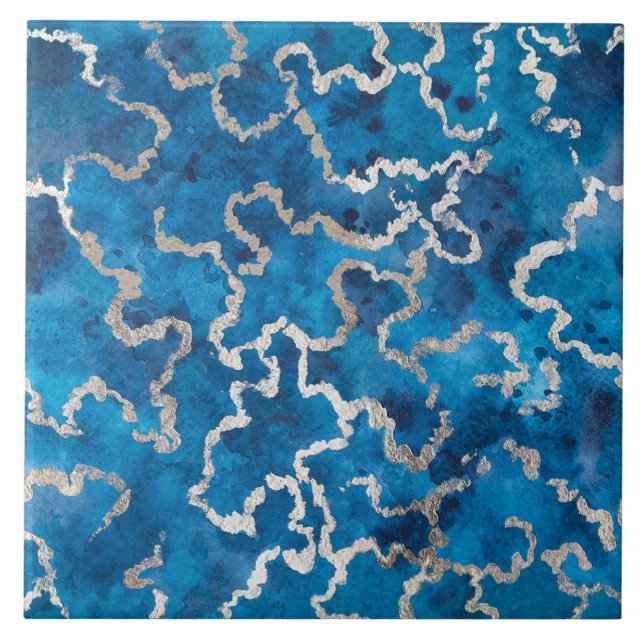 Azulejo Textura de color azul ondulado (Frente)