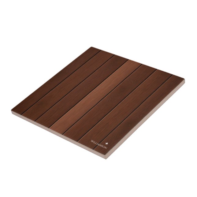 Azulejo Textura de madera marrón personalizada (Lado)