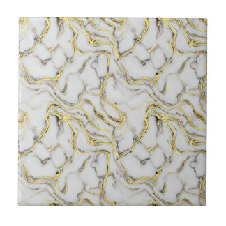 Azulejo Textura de mármol blanco de oro líquido de lujo