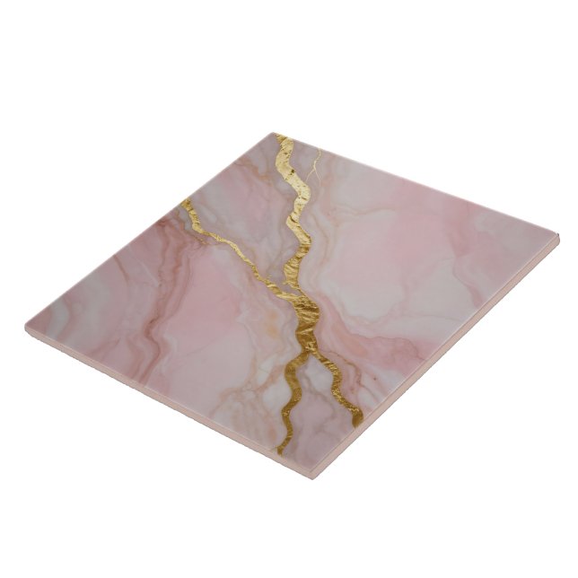 Azulejo Textura de mármol dorado y rosa (Lado)