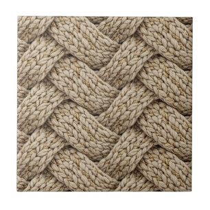 Azulejo Textura de punto tejido trenzado – Beige cálido