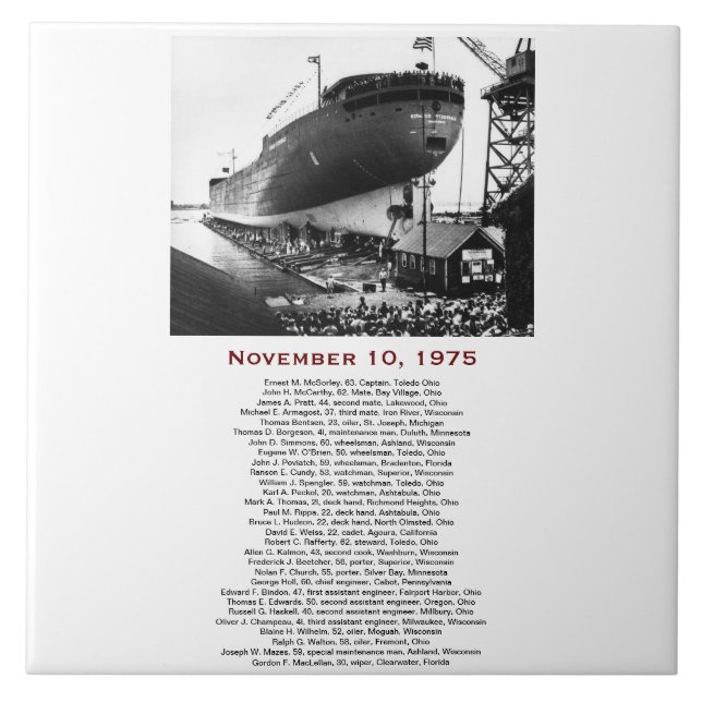 Azulejo The Edmund Fitzgerald with Crew Names (Frente)