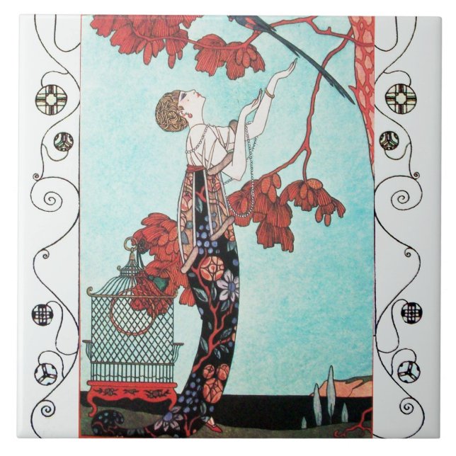 Azulejo THE FLIGHTY BIRD ,BEAUTY FASHION/ Geometric Swirls (Frente)