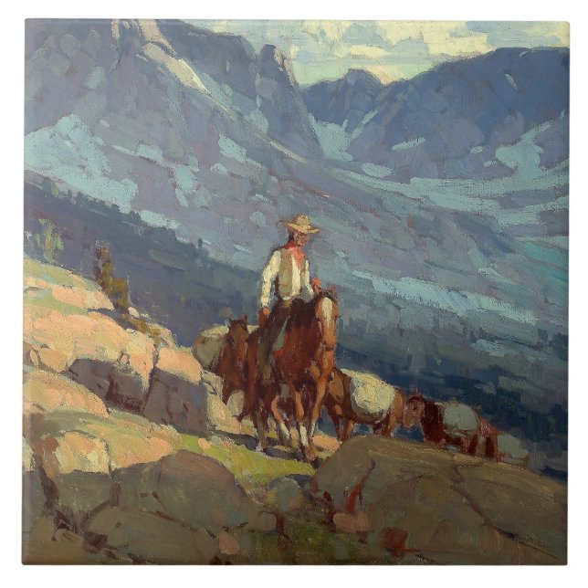 Azulejo “The Lone Packer” Arte Occidental por Edgar Payne (Frente)