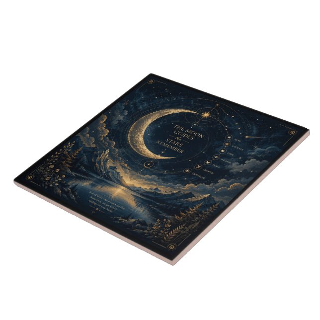 Azulejo The Moon Guides | Arte Celestial de Luna y Estrell (Lado)