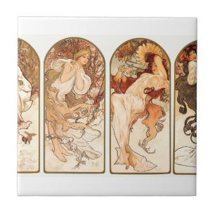 Azulejo The Seasons Original 1897 Por Alphonse Mucha