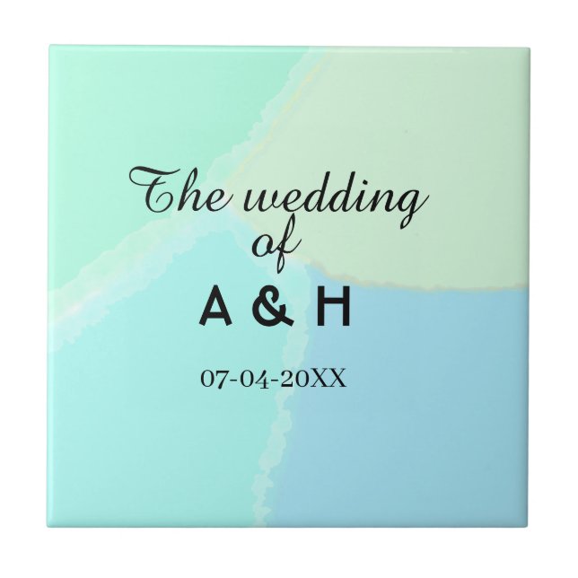 Azulejo The wedding of add couple name initial letter date (Frente)