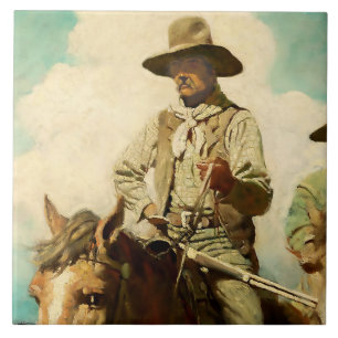 Azulejo The Wiry Marshall Western Art de NC Wyeth