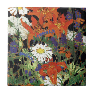Azulejo Thomson - Marguerites, Wood Lilies y Vetch