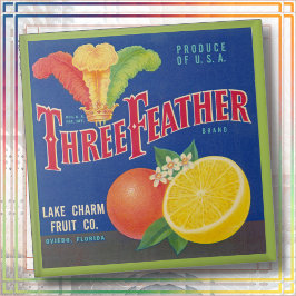 AZULEJO - "Three Feather" - Etiqueta de caja de em