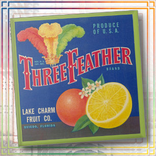 AZULEJO - "Three Feather" - Etiqueta de caja de em