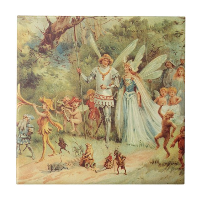 Azulejo Thumbelina y el príncipe Boda, cuentos de hadas ve (Frente)