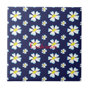Azulejo Thunder_Cove de patrón de flor blanca