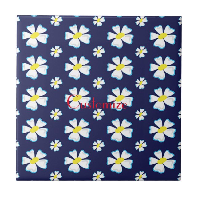 Azulejo Thunder_Cove de patrón de flor blanca (Frente)