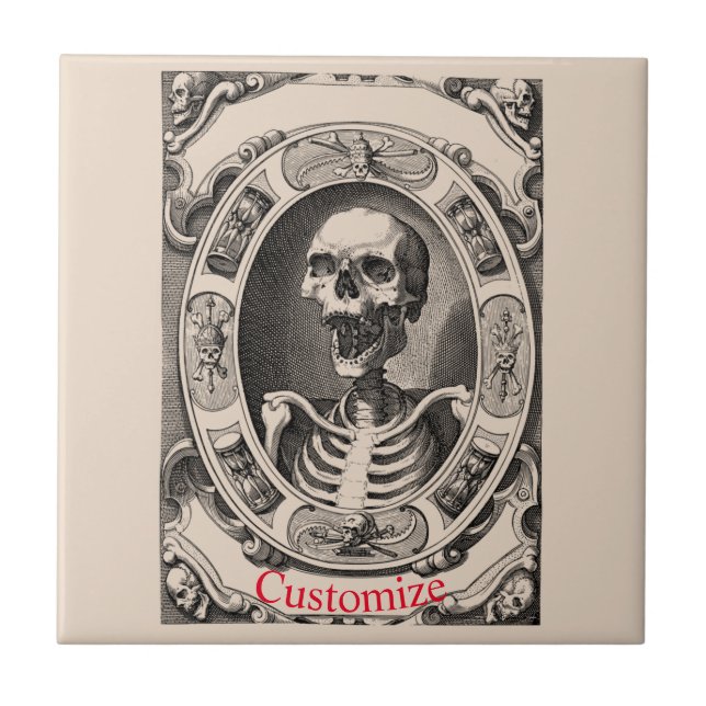 Azulejo Thunder_Cove, flamante cráneo humano (Frente)