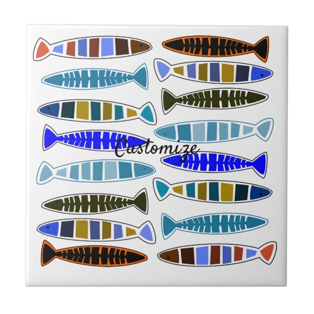 Azulejo Thunder_Cove, pez rayado multicolor (Frente)
