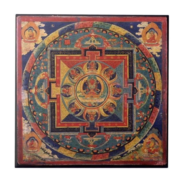 Azulejo Tibetano Thanka de la antigüedad de la mandala de (Frente)