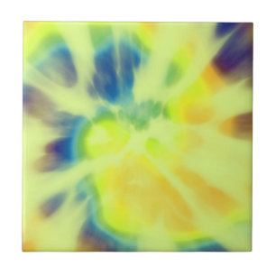 Azulejo Tie-dye azul amarillo y verde