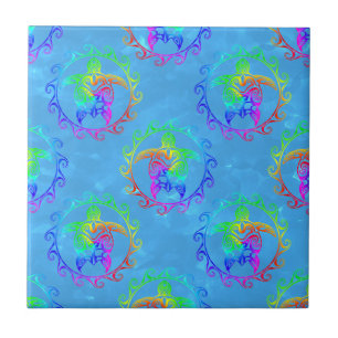 Azulejo Tie Dye Tribal Turba Moari Luz solar Azul