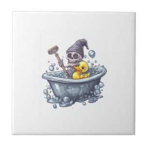 Azulejo Tiempo de Baño Huesos � Cráneo Divertido y Lindo e