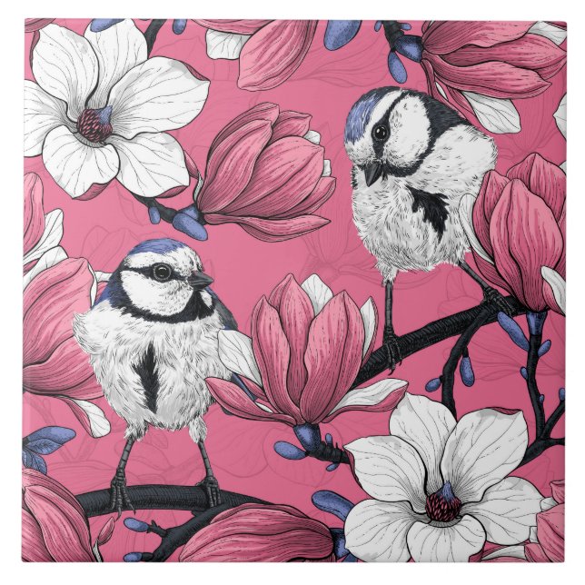 Azulejo Tiempo de primavera en rosa (Frente)