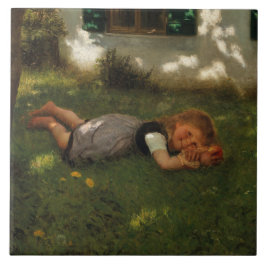 Azulejo Tiempo de refrigerio (Chica joven dulce que yace e