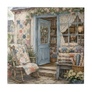 Azulejo Tienda de colchas cottagecore francesa acuarela