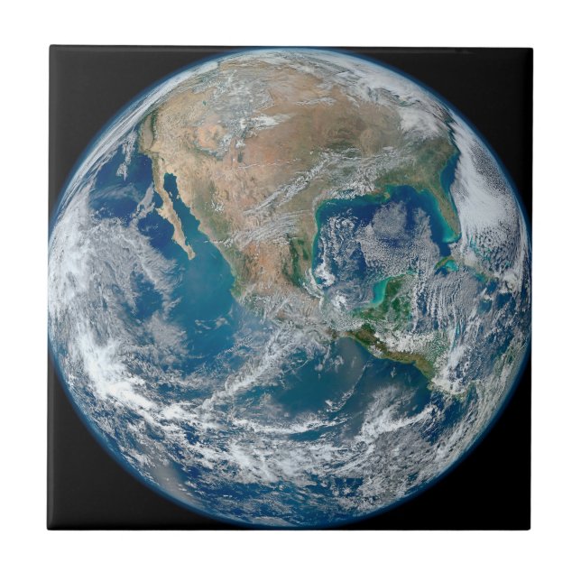 Azulejo Tierra Completa Que Muestra América Del Norte Y Mé (Frente)