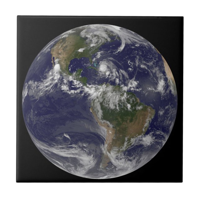 Azulejo Tierra Llena Con El Huracán Irene Por Las Bahamas. (Frente)