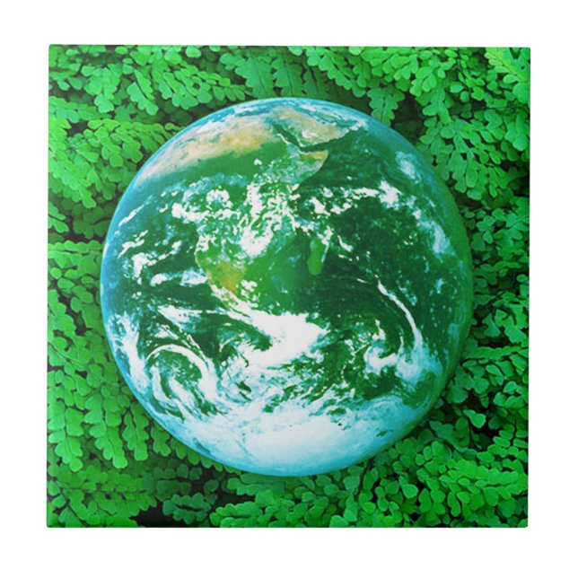 Azulejo Tierra verde, conciencia ecológica (Frente)