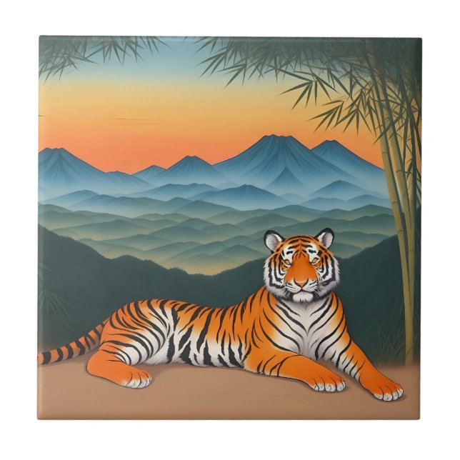 Azulejo Tigre de montaña del atardecer (Frente)