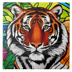 Azulejo Tigre de vidrio manchado