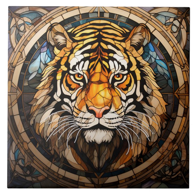 Azulejo Tigre de vidrio templado mosaico cerámico (Frente)