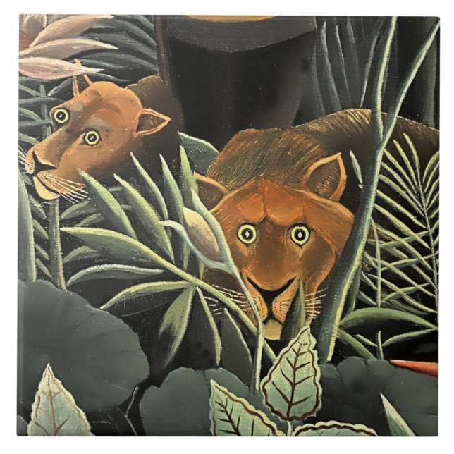 Azulejo "Tigre - Detalle del sueño" por Henri Rousseau (Frente)