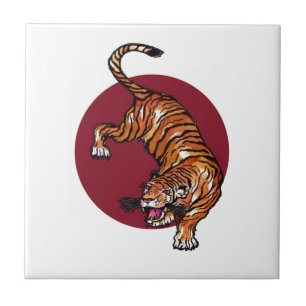 Azulejo Tigre en círculo rojo