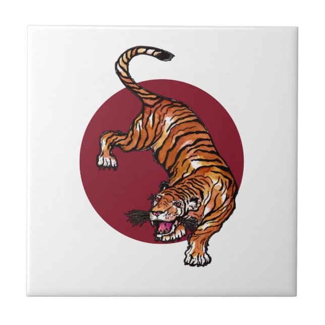 Azulejo Tigre en círculo rojo (Frente)