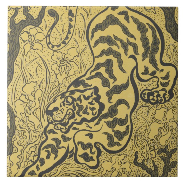 Azulejo Tigre en la selva (animal salvaje) (de Paul Ranson (Frente)