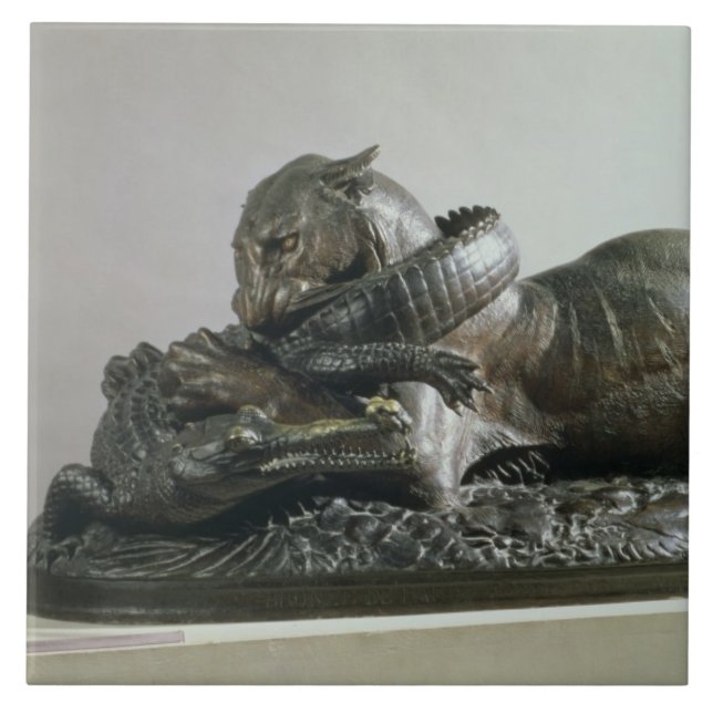 Azulejo Tigre que devora un cocodrilo, 1832 (bronce) (Frente)