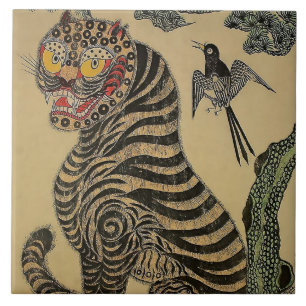 Azulejo Tigre rayado coreano Minhwa
