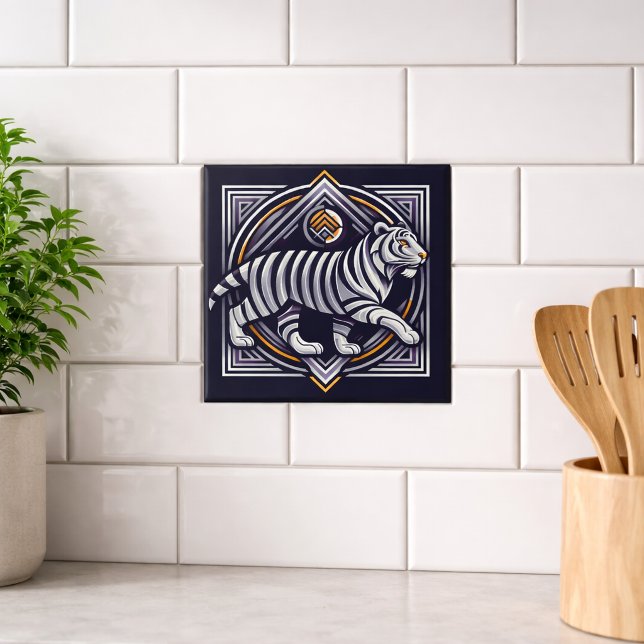 Azulejo Tigre Vintage Azul Marino (Subido por el creador)