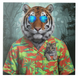 Azulejo Tigre y mosaico decorativo tabby