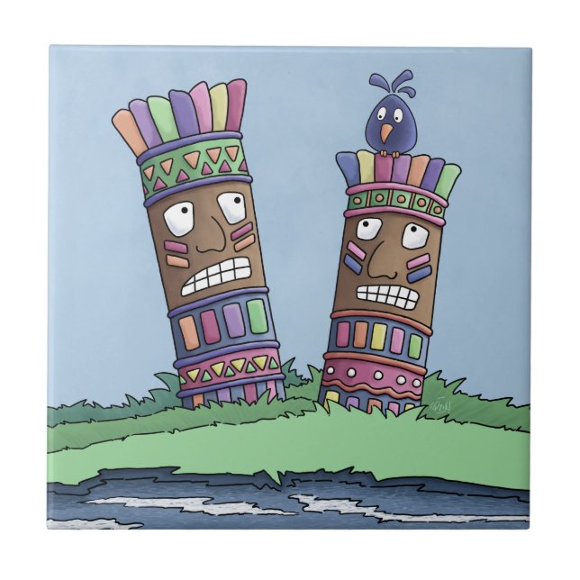 Azulejo Tiki Bird Plum Ceramic Tile (Frente)